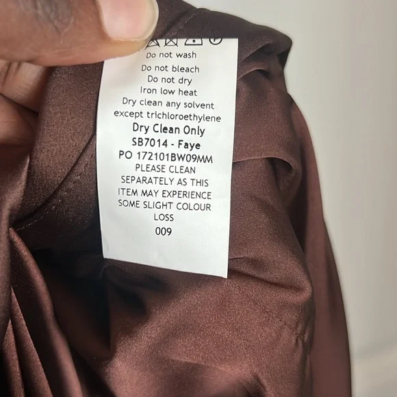 House of CB Faye Satin Pleated Corset Mini Dress in Chocolate Brown Dress Size M - Picture 7 of 14